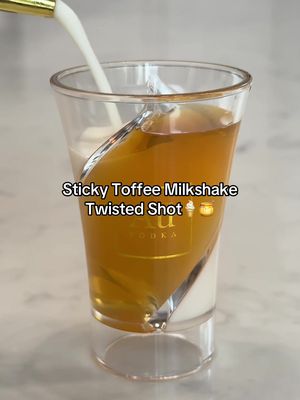 Au Vodka Sticky Toffee Milkshake twisted shot🍨🍯 This tastes SO GOOD🤤🤤 #auvodka #auvodkauk #shotsshotsshots #vodkashots #vodkacocktails 
