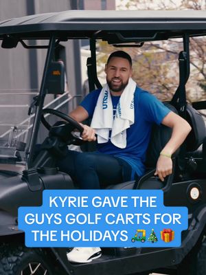 Kyrie surprised the squad with golf carts for the holidays. Yes, really 🎄🛺 Catch us ridin' in style this holiday season. @Denago EV @Guild Golf Carts // #MFFL #golfcart #surprise #dallasmavs #present 