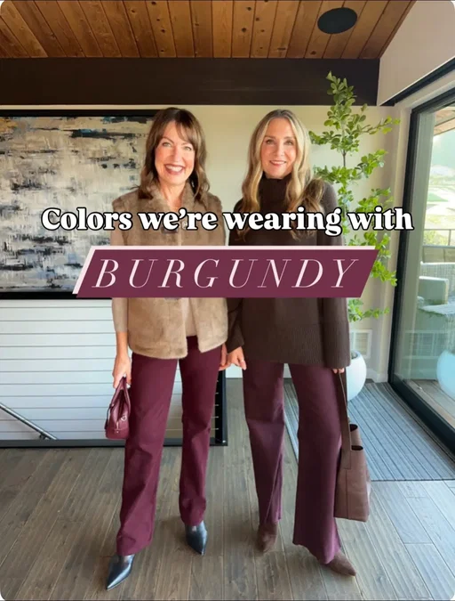Link to shop in comments! Rich burgundy goes with so many colors and even patterns, especially leopard! We left out a few colors that were obvious like white and similar tones from colors we shared.  Our slim straight leg  @KUT from the Kloth pants are so soft with the most amazing fit, and the wide leg @Pistola Denim are so flattering on! We’re also showing a @Mango straight leg and we linked other burgundy pants options too! #outfitinspo #winteroutfit #over40 #burgundy #styletips 
