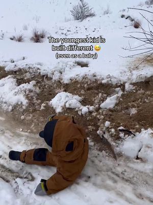 His older brother was napping in the sled so he decided to go without one. This was when he was 1 yr old and he's only gotten crazier since, 😅but I guess that's what happens when you have 2 older brothers. #boys #youngestchild #sledding #wildchild #crazykids 