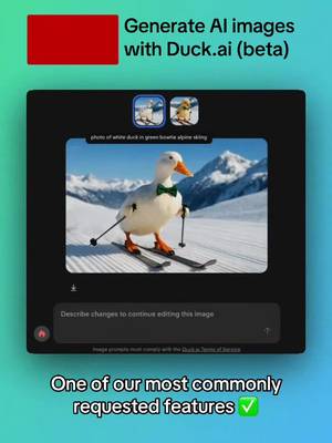 Now you can generate AI images without sacrificing your privacy. Just like Duck.ai chats, the prompts are anonymized by us and never used to train the underlying model. Head to Duck.ai, select “New Image” and enter a prompt to try it out. This beta feature is free within a daily limit; unlock more with a DuckDuckGo subscription. 
