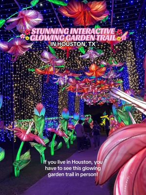 STUNNING INTERACTIVE GLOWING GARDEN TRAIL 🌱🌸 Radiant Nature at @Houston Botanic Garden is one of the most beautiful trails we’ve walked, featuring larger-than-life lantern installations and interactive stations that are fun for both kids and adults. You’ll wander through ocean-inspired scenes, stroll beneath glowing cherry blossoms, pass massive fields of illuminated flowers, and finish with an impressive Lunar New Year installation. 🏮 It’s a great photo-op and a perfect evening activity for families or couples looking for something calm and immersive. There’s also a hot cocoa stand and a Chinese craft artisan tent with unique finds to check out along the way! PRICING & MORE INFO 📅 Open now through Feb 22 🎟️ Tickets are $28.50 per person (3 & under are free), $2 off every Sunday 🅿️ Off-site parking is available at the Monroe Park & Ride (Houston METRO location), with a shuttle to the front gate. 🌙 Last entry is at 9PM, and they close at 10PM ___ 📍: Houston Botanic Garden (Hobby, 1 Botanic Ln) #lunarnewyear #houston #holidaylights #thingstodoinhouston #htx