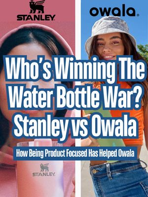 Who is winning the water bottle war?: Stanley vs Owala Stanley’s approach is to be the trendy water bottle brand by doing a lot collabs, following all the trends, and working with celebrities. Owala on the other hand isn’t as trend focused. They’re prioritizing functionality, unique color combinations, and fixing what people didn’t love about Stanley. The data in Particl shows that Stanley is winning, but Owala is not far behind… and Owala just launched in 2020 and Stanley launched in 1913. If you want to study the competition too, you have to use Particl. All the info is in my bio.  #waterbottle #stanley #owala #particlpartner