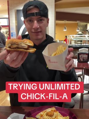 I tried all you can eat Chick Fil A at the University of Oklahoma - the ONLY one in the world #chickfila #oklahoma 