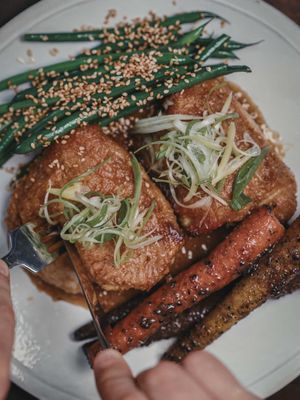 Miso glazed chicken thighs Find my recipes at eatlikeanadult.com (clickable link in my bio)