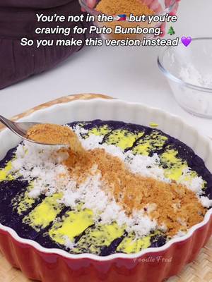 Craving of the Season! Puto Bumbong! 😍 Wag mo na hanapin ang cravings, gawin nalang natin. 🎄 Ube Biko Recipe: 2 cups Malagkit Rice, washed 400g Coconut Cream 2 1/2 cups water or more until rice is cooked 150g Brown Sugar Pinch of Salt 1 cup Ube Halaya 2 tbsp Ube Extract Puto Bumbong Toppings: Margarine, Grated Coconut, Muscovado Other Toppings Option: Leche Flan, Shredded Cheese, Condensed Milk Cook biko first. Cool to room temperature then topped your puto bumbong toppings.  Enjoy bestfriend! 💜