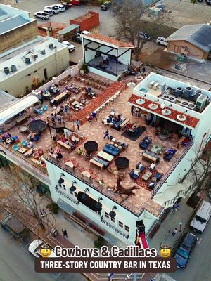 Possibly one of the coolest Country bars in Texas ✨ Cowboys & Cadillacs is a three-story Western bar and restaurant in the heart of downtown New Braunfels, TX!  🤠🥃 They offer delicious craft cocktails, food, and live music, all wrapped up in a fun, elevated Western atmosphere! 🍷🎶 📍Cowboys & Cadillacs- 125 N Castell Ave, New Braunfels, TX 78130 #countrybar #newbraunfels #newbraunfelstx #texas #visittexas 