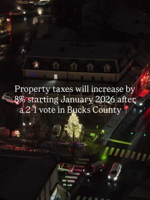 What are your thoughts?  Bucks County property taxes will increase by 8% beginning in January 2026 after the county’s Board of Commissioners approved the hike this week. The board voted 2–1 on Wednesday to raise taxes to address a $16.4 million shortfall in the county’s $516 million operating budget. Commissioners Bob Harvie and Diane Ellis-Marseglia, both Democrats, voted in favor of the increase, while Republican Gene DiGirolamo voted against it. County officials said the tax hike is necessary to close the budget gap. - 🚁 @aerialbucks  - - - #buckscounty #buckscountypa #panews #phillysuburbs #pennsylvania 