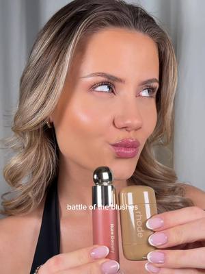 which do you think is better because i actually cant tell a big difference 🫢🎀 @Rare Beauty @RHODE #makeup #blush #rarebeauty #rhode 