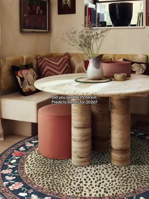 Pinterest Predicts 2026 is here. Which trend are you bringing home?  #pinterestpredicts #pinterest #pinterestpredicts2026 #interiordesigntrends #colorfulhome #afrohemian #vampromantic #patterns #homedecortrends 