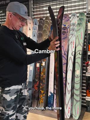 How to pick the right pair of skis for you 🎿 PART 2 #MECstaffer Pierre is back to share more of the sometimes-confusing ski terminology: 〰️ Rocker: upward curve at the tip and/or tail that helps with float 〰️ Camber: slight arch underfoot that provides edge grip, stability, and energy when turning on firm snow 〰️ Stiffness: affects responsiveness, stability, and how much power it takes to control 〰️ Sidecut: hourglass shape that determines how easily and tightly a ski turns