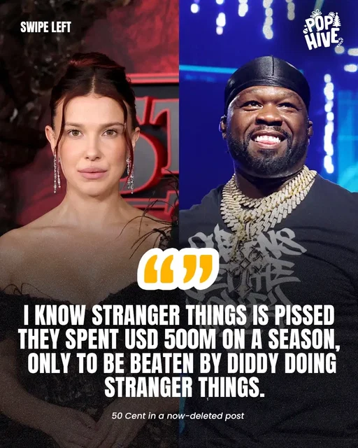 “I know Stranger Things is pissed they spent USD 500M on a season, only to be beaten by Diddy doing stranger things.” - 50 Cent in a now-deleted post about his ‘Sean Combs: The Reckoning’ documentary reaching #1 on Netflix 😭