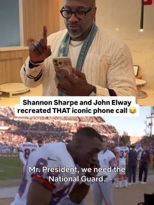 “I’m calling the President! … Help is on the way!” Shannon Sharpe and John Elway recreated THAT all-time Broncos moment 😂 📺 Elway is now playing only on Netflix! #denverbroncos #nfl #broncos #johnelway #shannonsharpe 