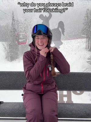 so it looks like this for aprés !!! braid + a beanie = the only way I wear my hair for a ski day ⛷️🎀