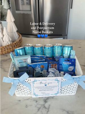 Couldn’t be more grateful for the sweet nurses who take care of mamas during and after birth! I had some of the most amazing nurses for my first two babies so I knew I wanted to put together baskets for the nurses when we deliver baby boy any day now!  I made a basket for L&D and also one for postpartum! And of course I had to do a blue theme basket since we’re having a boy 💙 Let me know if there’s anything else I should add in these! #laboranddeliverybaskets #giftbasket #laboranddelivery #nursegift #pregnancy 
