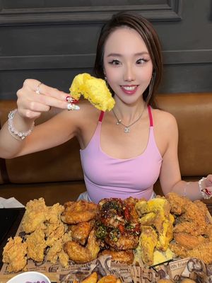 BHC Chicken – Koreatown @BHC Chicken  📍 Los Angeles, CA BHC Chicken — one of Korea’s most iconic and viral fried chicken brands, now right here in LA Koreatown 🇰🇷🔥 Crispy on the outside, juicy on the inside, and seriously addictive. We ordered the BHC Party Platter, which is perfect for sharing: • Hot Fried Wings — bold heat, super crispy • Bburinkle Wings — their famous cheesy seasoning • Matcho King Wings — savory soy-based flavor • Gold King Wings — sweet honey-garlic vibes • Classic Fried Chicken Tenders — crispy and juicy The platter also comes with coleslaw, pickled radish, cheese balls, potato wedges, and cheese twists — such a solid combo 👌 Plus two drinks to balance everything out. We also tried the Stir-Spicy Rosé Rice Cakes — soft, chewy tteokbokki stir-fried in a creamy, mildly spicy rosé sauce. Super comforting and dangerously good. If you’re craving Korean fried chicken with tons of flavor options and big portions, BHC Chicken in K-Town is a must-try 🍗🔥 Perfect for friends hangouts, late-night cravings, or a chicken feast you won’t forget.