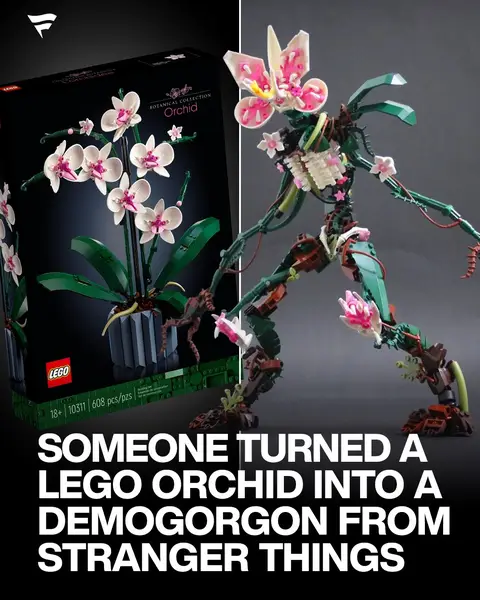 A champion LEGO builder reworked the LEGO Orchid from the Botanical Collection into the Demogorgon from Stranger Things.  Although the build incorporates additional parts beyond the original set, full instructions are available via his page.  (via jayfa_mocs/IG) 