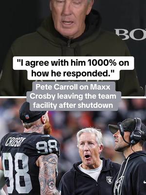 Raiders HC Pete Carroll addresses shutting down DE Maxx Crosby for the final two games and his exit from the team facility today. #raiders #nfl #lasvegasraiders  (via @Las Vegas Raiders) 