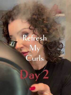 Refreshing my day 2 curls. I’m still not a pro, but I’m a quick learner - so stay with me! ♥️ This steam method worked so well! It’s definitely giving 90s lived in curls, which I love!  Let me know if you find these videos helpful - I’m learning new ways to manage my hair everyday and want to make it easy for you too. ♥️ Some of my favourite curlfriends ➰⬇️  My fave - @Dusty Monroe Schlabach ( he’s so knowledgeable and I’ve been learning so much form him - he’s cool too )  @Manes by Mell & @Amanda Guido Pasceri ( creator of @KEYP  my favourite bonnet) also a wealth of knowledge and so beautiful!  @Ellie Ryan has the most beautiful curls and face…her hair is goals for me! Xx  Steamer @Fancii & Co  Mousse @Love Ur Curls  Leave-in @Aveda  #curly #curlyhair
