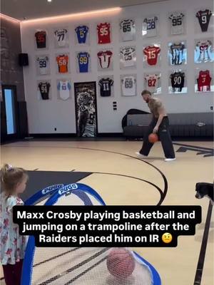 Maxx Crosby posted videos of him playing basketball and being on the trampoline after the Raiders placed him on IR 😬 [via maxxcrosby/IG]