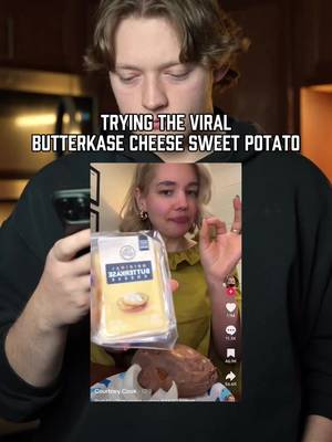 Trying the viral sweet potato with butterkase cheese from @Courtney Cook 🥔 #Recipe #viral #sweetpotato #butterkase #FoodTok #mealprep #courtneycook 