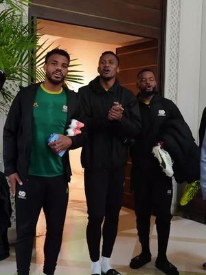The spirit was very high as we returned from our final training session before the last Group B match against Zimbabwe today. #BafanaPride #AFCON2025