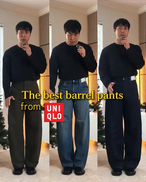@UNIQLO Canada  Jersey Barrel Pants (57 Olive) ID: 483722 Barrel Jeans (67 Navy & 69 Blue) ID: 482280 Height: 5'8" / 173 cm Weight: 152 lbs / 69 kg #mensoutfits #mensfashionstyle #barrelpants #mensootd #mensstyles