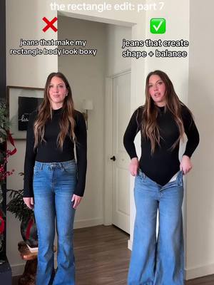 Rectangle body types :skip slim fit jeans! Try wide leg jeans instead! #JeansThatFlatter #RectangleBody 