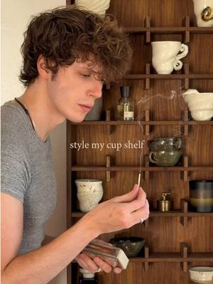 Come style my new cup shelf ✨ I have been dreaming of having a @saettercopenhagen shelf in my home for so long, so this honestly feels like a dream come true. The craftsmanship is truly stunning, and I love how it turned out. It so perfectly showcases my favorite ceramics or even perfumes and candles. It feels so versatile, and you can really tell how much thought and care went into this piece. I am obsessed ✨ what do you think? #interiorinspo #apartmentdecor #designinspo #homestyling #fleamarketfinds 