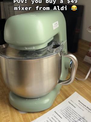 Yes, I went down the @ALDI finds aisle and brought home a $49 mixer.  My @KitchenAid from 1986 runs great, the bowl will NOT stay into the grooves anymore. Will you sponsor me for a new KitchenAId? I swear I’ll tag you nearly every day. 😂 Trying to make white sandwich bread in my new Pullman loaf pan I got for Christmas. 🙌🏼