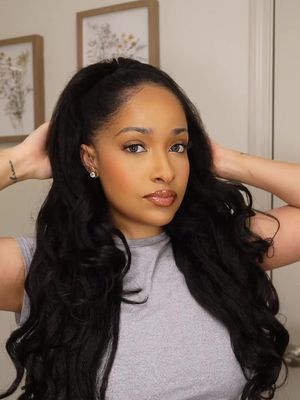 Get $$$ OFF with Code:EKHB Only 1 bundle of 22 Inches 265 Grams Kinky Straight upgrade crochet human hair in natural black for a full head  .  Check out your texture match from @hotbraidsofficial 