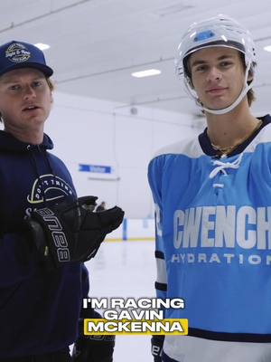 Chip actually did pretty good 🔥 See how @Coach Chippy 🏒 stacks up in a race against Gavin McKenna  #TeamCWENCH #GavinMcKenna #Hockey #NHLProspect #HockeyTraining