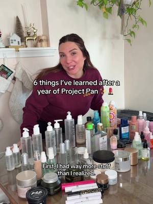 so many lessons after  year of project pan 💄✨ if you did it, what’s something you took away from it? #projectpan #projectpan2025 #sustainableliving #underconsumption #deinfluencing 