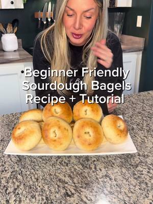 🥯 ORIGINAL PLAIN SOURDOUGH BAGELS INGREDIENTS: • 464g water • 332g active starter • 1,112g bread flour (or high-protein AP) • 55g turbinado sugar • 55g maple syrup • 22g salt METHOD: 1️⃣ Mix water + starter, then add maple syrup, sugar, flour, and salt. Mix until shaggy. 2️⃣ Knead briefly, shape into a ball, cover, and rest 1 hour. 3️⃣ Knead again, reshape, return to bowl seam-side down, and bulk ferment until doubled (about 6–12 hours). 4️⃣ Let dough release naturally, divide into 12 pieces (~170g each), and shape into tight balls. 5️⃣ Cover and rest 20 minutes. 6️⃣ Poke a hole in each ball and gently stretch into bagels. 7️⃣ Final rise until soft and puffy (a few hours). 8️⃣ Preheat oven to 425°F. Boil water + add about 50g honey. Boil bagels 30 seconds per side. 9️⃣ Place on parchment-lined sheet and bake 15–18 minutes until golden and glossy. 🔟 Cool at least 1 hour before slicing (don’t be cutting early then calling them “gummy”).