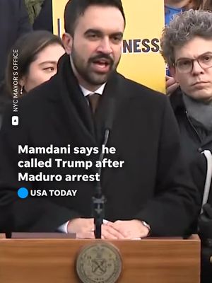 "I registered my opposition, I made it clear," said New York City Mayor Zohran Mamdani as he told a crowd he called President Trump to voice his opposition to the arrest of Venezuelan leader Nicolas Maduro. #Mamdani #nyc #trump #Venezuela #politics