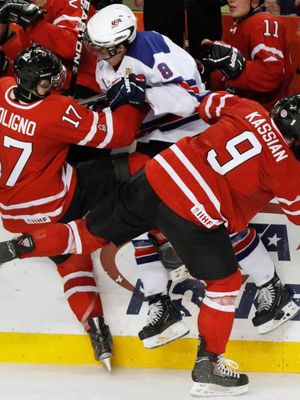 We were going to save this for a potential Canada USA matchup at the #WorldJuniors ….👀 You don’t see much of what Zack Kassian and Marcus Foligno did that year anymore, absolutely electrifying⚡️ Too good not to post🇨🇦👊 #hockey #fyp #foryou #nostalgia 