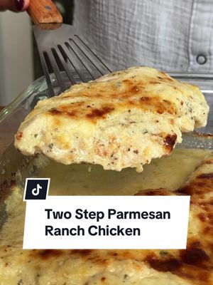 Looks can be deceiving, much like how this meal looks like it took you hours to prepare! 😉 This Parmesan Ranch Chicken is as easy as one, two, three! Serve it over rice or pasta for a complete meal that your family will devour. Continue reading or click the link in the @allrecipes bio to get the full recipe! 🔗 Ingredients: 6 skinless, boneless chicken cutlets 1/2 cup mayonnaise 1/2 cup plain yogurt 1 cup grated Parmesan cheese 2 tablespoons ranch seasoning mix 1/4 teaspoon kosher salt 1/2 teaspoon freshly ground black pepper 2 green onions, thinly sliced Directions: Preheat the oven to 400 degrees F (200 degrees C). If using whole chicken breasts, cut them in half lengthwise to form 6 chicken cutlets. Arrange chicken in a single layer in the bottom of a lightly greased  baking dish. In a medium bowl, stir together mayonnaise, yogurt, Parmesan, ranch seasoning, salt, and pepper until well combined.  Spread mayonnaise mixture over in a thick layer evenly over the chicken and bake about 17 minutes or until chicken is cooked through. Without removing the chicken from the oven, turn the oven temperature to Broil and cook until browned and bubbly on top, another 1 to 2 minutes. Let stand 5 minutes; sprinkle with green onions before serving. 🧑‍🍳: Nicole #parmesanchicken #chickendinner #chicken #dinner #dinneridea 