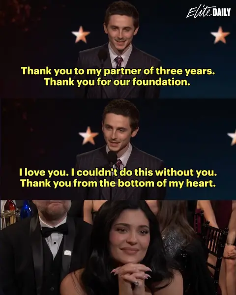 a) i'm sobbing 😭 and b) this is the kind of duality i love to see in an acceptance speech, THANK YOU TIMMY! Photos: #CriticsChoiceAwards / E! / Getty #TimotheeChalamet #KylieJenner #MichaelBJordan