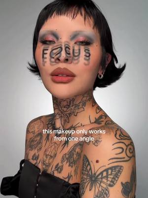 and you bet that I FOCUSed as hard as I can for this look (if you know the original creator of this tattoo text please let me know) and huge shoutout to @Luc for the inspiration on perspective makeup text! #illusionmakeup #opticalillusion #avantgardemakeup 