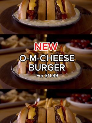 Did we just change the burger game forever? Yes. Yes we did 💅 Say hello to the NEW O-M-Cheese Burger, available for just $11.99. You're welcome 🍔🧀✨