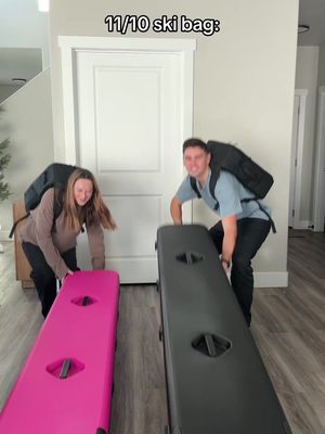 your ski trip packing list ⛷️🧳 🎿ski gear - skis - boots - poles - ski socks - helmet - goggles  - balaclava - gloves 🧳clothes - ski kit - base layers - mid layers - outerwear jacket - sweaters  - pants - socks - boots - swimsuit  🎒accessories  - toiletries  - tech - spf - snacks - electrolytes  - sunglasses - beanie ✈️bonus points if you can fit it all in one ski bag! bag is @TRAMLINE (link in bio!)