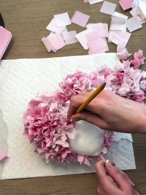 DIY Valentine’s Day Decor  These Styrofoam hearts got a major glow-up with tissue paper and hot glue—that’s it! I cut the tissue into small squares and layered them on to create a soft puff-ball texture that adds tons of dimension. This easy, affordable Valentine’s craft proves you don’t need expensive supplies to make statement Valentine’s Day decor. Simple materials, big impact, and perfect for budget-friendly DIY home decor. #fyp #DIY #ValentinesDay 