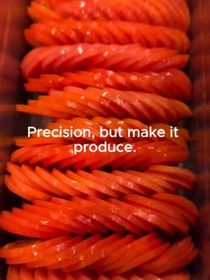 Roma tomatoes: prepped properly. Arranged… creatively.