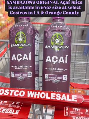 SAMBAZON’s ORIGINAL Açaí Juice is available in 64oz size at select Costcos in Los Angeles & Orange County @costco.so.obsessed  BACK BY POPULAR DEMAND! @sambazon Açaí Juice is great for an antioxidant and omega boost! A fan favorite for years especially my own family! * Açaí berry fruit juice that is ready-to-drink, multi-serve, organic, and dairy free. * Delicious cocoa-berry flavor * Great alone or in smoothies/bowls too * With antioxidants from Vitamin A from beta carotene (2% RDV per serving) and healthy omegas 3, 6, & 9 (885mg per serving) Grab a few bottles during your next Costco Haul! #sambazon #costco #acai