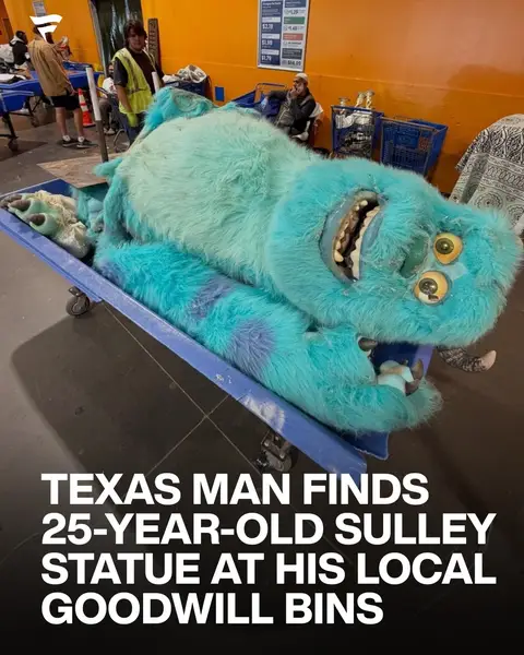 Collector @RetroXpress spotted this massive Sulley sitting at a thrift store and quickly realized it was no ordinary statue. It is an original 2001 Disney Pixar Monsters, Inc. life-sized Sulley, produced for Toys R Us during the film’s release. In the early 2000s, Toys R Us rolled out full-scale character statues like this to anchor movie launches, placing them near entrances and displays to stop shoppers in their tracks. Most were never sold to the public, meant to live out their days on the sales floor before being discarded or destroyed once promotions ended. Two decades later, one of those store displays resurfaced at Goodwill for $15. A reminder that sometimes the rarest collectibles are hiding in plain sight, right between the furniture and the bins. 👀 (via retroxpress & genesisvintage/IG)