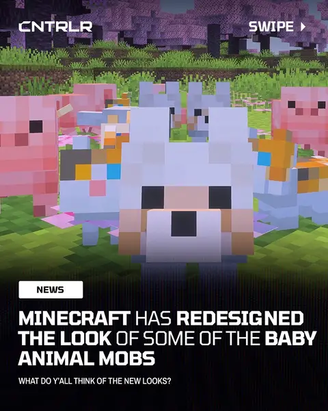 Minecraft has released a new update featuring a redesign of some of the baby animal mobs‼️🐾 The update gives new looks to the calves, piglets, baby chickens and more. It is currently in the Java snapshot and Bedrock beta / preview. How do y’all feel about their new looks⁉️ #Minecraft #mc