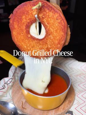 Can you even believe this #grilledcheese from @clintonhallny in #nyc ? If you love #cheese and #donuts and you’re a #nycfoodie then this is the meal for you! 🍩🧀🍅