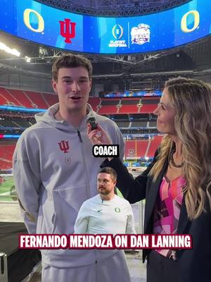 🗣️ Fernando Mendoza had high praise for Dan Lanning when asked about the @Oregon Football head coach 🙌 @Chick-fil-A Peach Bowl 