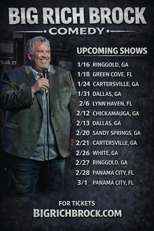 2026 is here and Big Rich is bringing his clean comedy shows to the following cities. Get your friends together and come enjoy life with Big Rich & Friends  #bigrichbrockcomedy #cleancomedy #drybarcomedy #laughs #comedy 