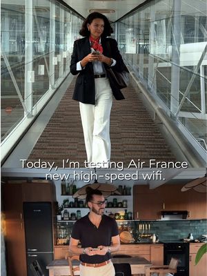 Separated by 30,000 feet yet more connected than ever thanks to our new high-speed wifi. And you, with who would you stay connected on your next flight? Tag your person ! #airfrance  